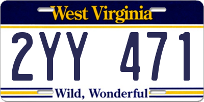 WV license plate 2YY471
