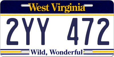 WV license plate 2YY472