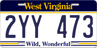 WV license plate 2YY473
