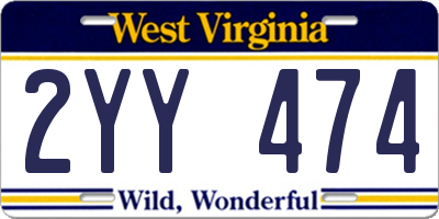 WV license plate 2YY474