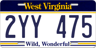 WV license plate 2YY475