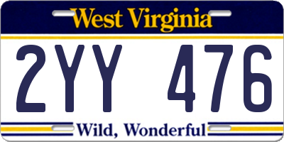 WV license plate 2YY476