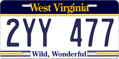 WV license plate 2YY477