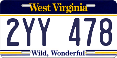 WV license plate 2YY478
