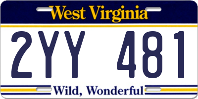 WV license plate 2YY481