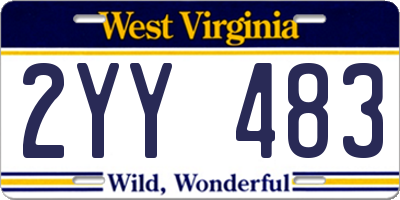 WV license plate 2YY483