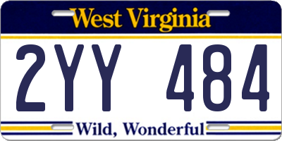 WV license plate 2YY484