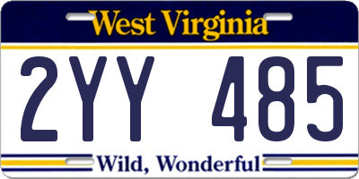 WV license plate 2YY485