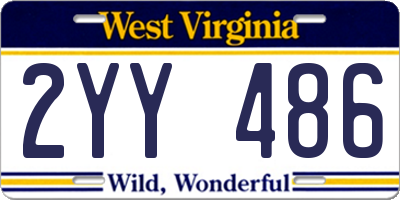 WV license plate 2YY486