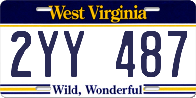 WV license plate 2YY487