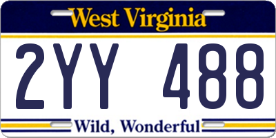 WV license plate 2YY488