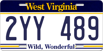 WV license plate 2YY489
