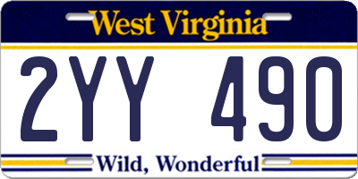 WV license plate 2YY490