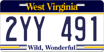 WV license plate 2YY491