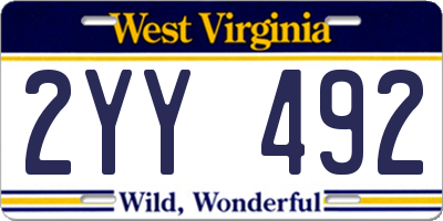 WV license plate 2YY492
