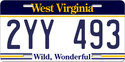 WV license plate 2YY493