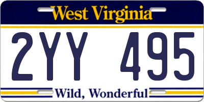 WV license plate 2YY495