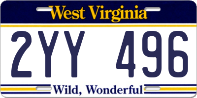 WV license plate 2YY496