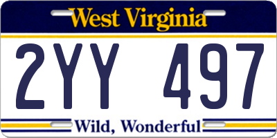 WV license plate 2YY497