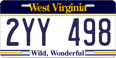 WV license plate 2YY498