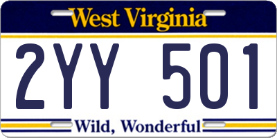 WV license plate 2YY501