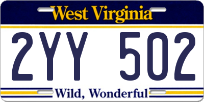 WV license plate 2YY502