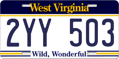 WV license plate 2YY503