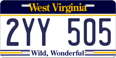 WV license plate 2YY505