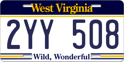 WV license plate 2YY508