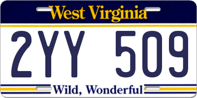 WV license plate 2YY509