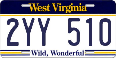 WV license plate 2YY510