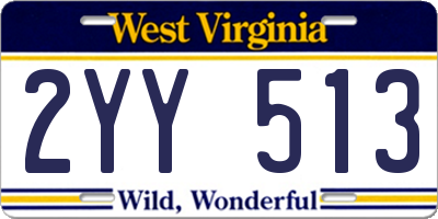 WV license plate 2YY513