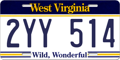 WV license plate 2YY514