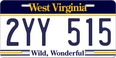 WV license plate 2YY515