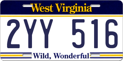 WV license plate 2YY516