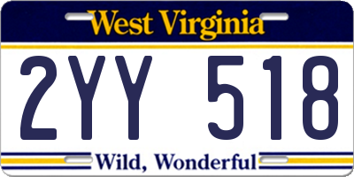 WV license plate 2YY518