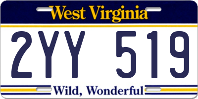 WV license plate 2YY519