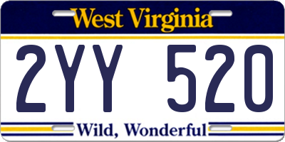 WV license plate 2YY520