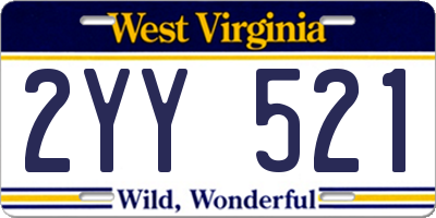 WV license plate 2YY521