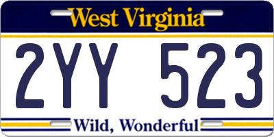 WV license plate 2YY523