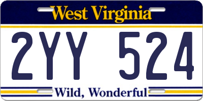 WV license plate 2YY524