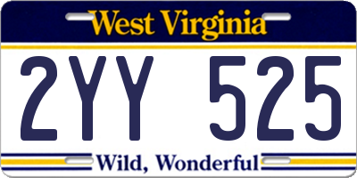 WV license plate 2YY525