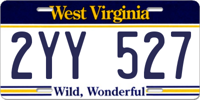 WV license plate 2YY527