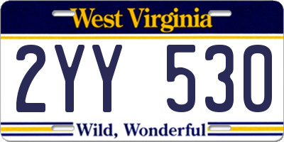 WV license plate 2YY530
