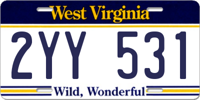 WV license plate 2YY531