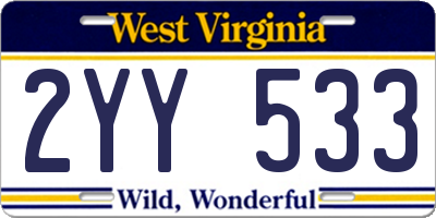 WV license plate 2YY533