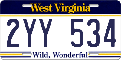 WV license plate 2YY534