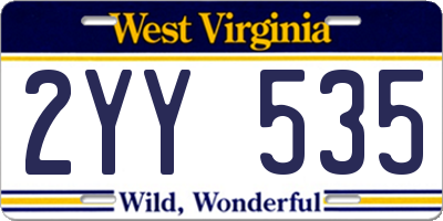WV license plate 2YY535