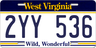 WV license plate 2YY536