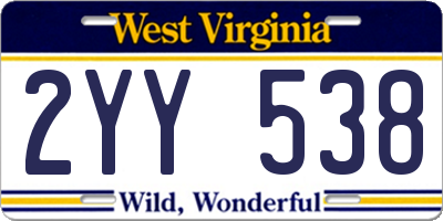 WV license plate 2YY538